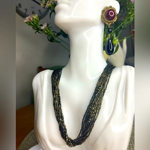 Vintage Beaded Necklace and Dangle Earring Set ✨